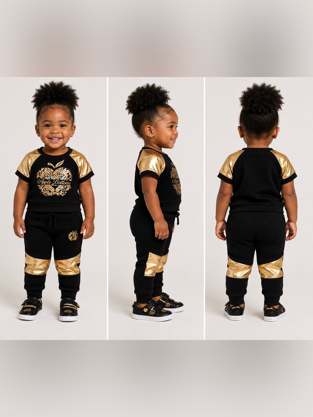 APPLE BOTTOMS GIRLS 2 PC PANTS SET - BLACK SIZE 12 MONTHS (NEW WITH TAGS) A12